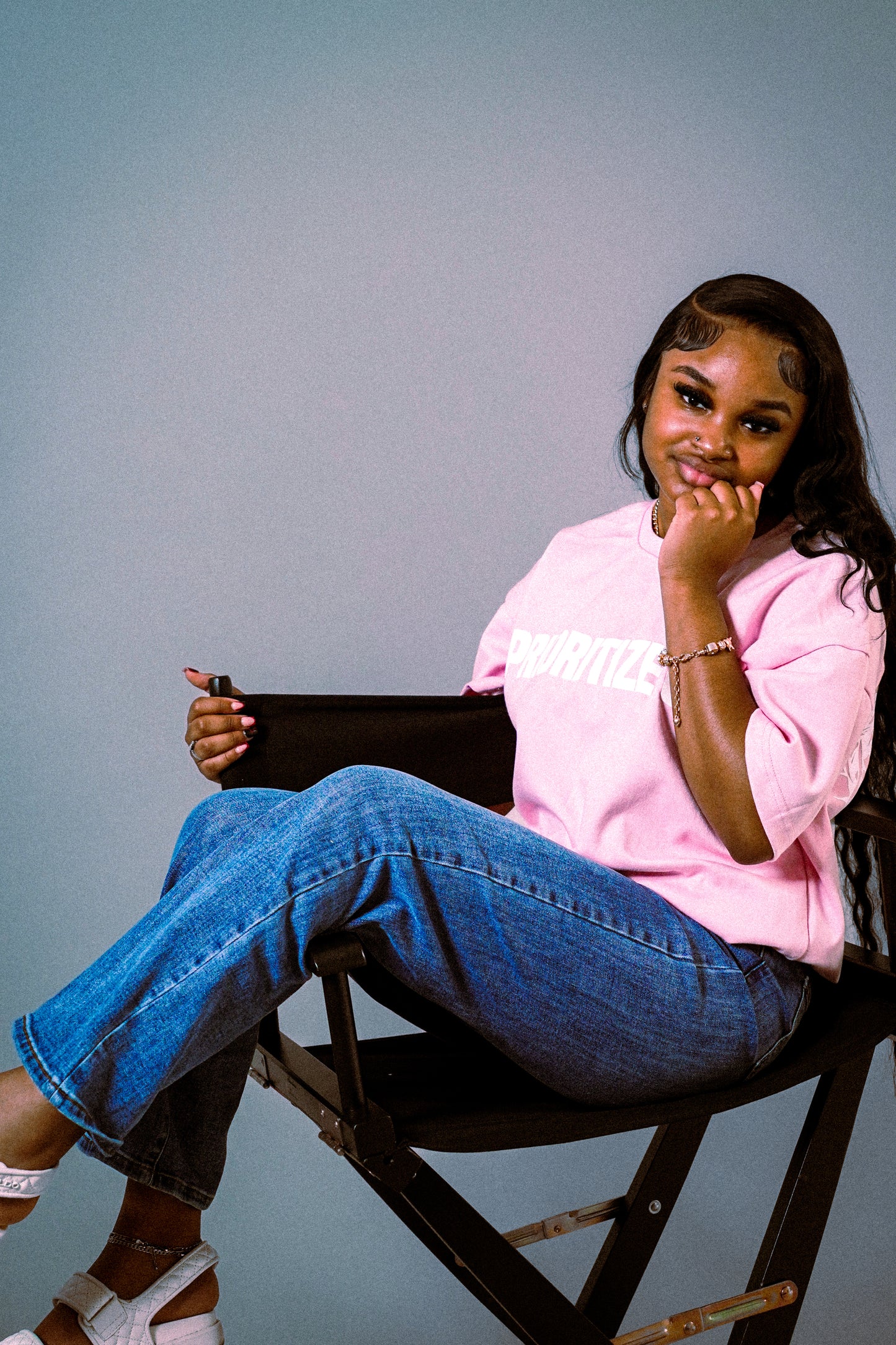 Pink “Prioritize God” oversized tees